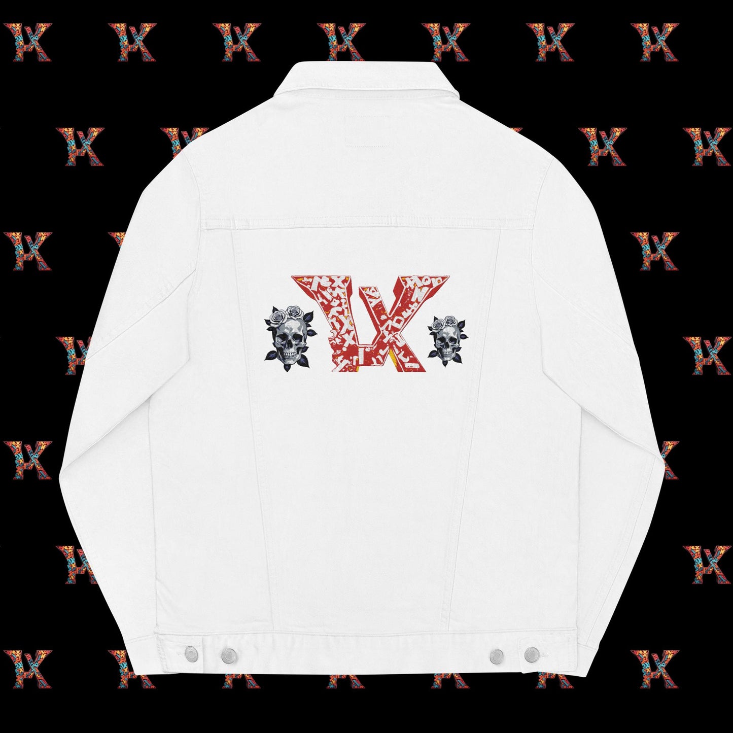 a white jacket with the letter k on it